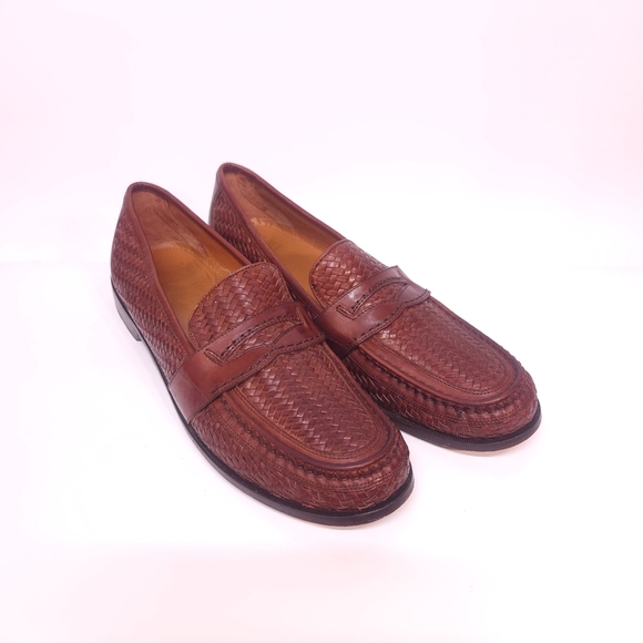 Wright  woven Italian leather loafers Made in Italy Sz. 14 - Picture 1 of 10